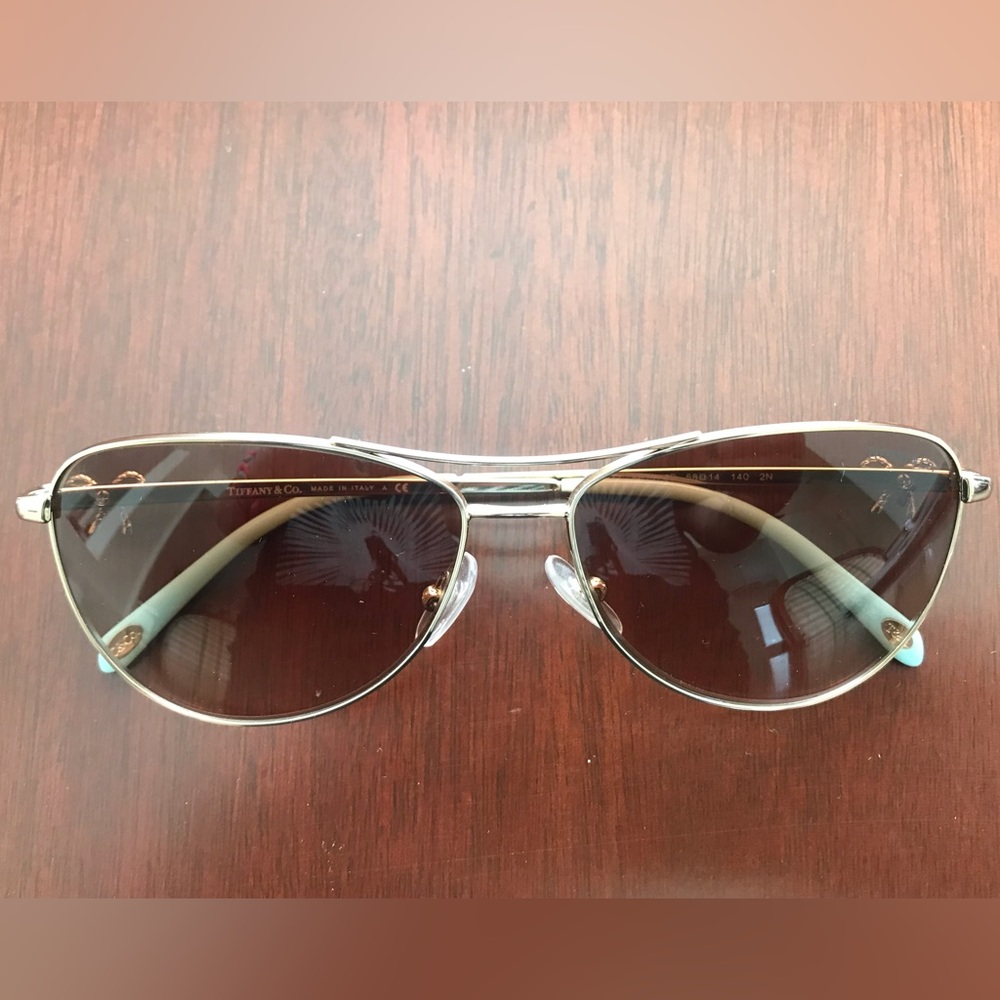 Tiffany & Co. Gold Aviator Sunglasses and Case